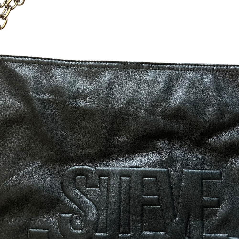 Steve Madden BSHARON Black Oversized Logo Chain Tote Shoulder Bag - Picture 4 of 8